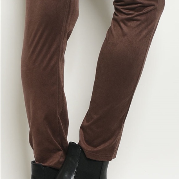 ❌DONATED❌Brown Velour Lace Up Design Legging Pants - Picture 4 of 9